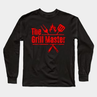 The Grill Master Vintage Distressed Funny Grill Dad Grilling Long Sleeve T-Shirt